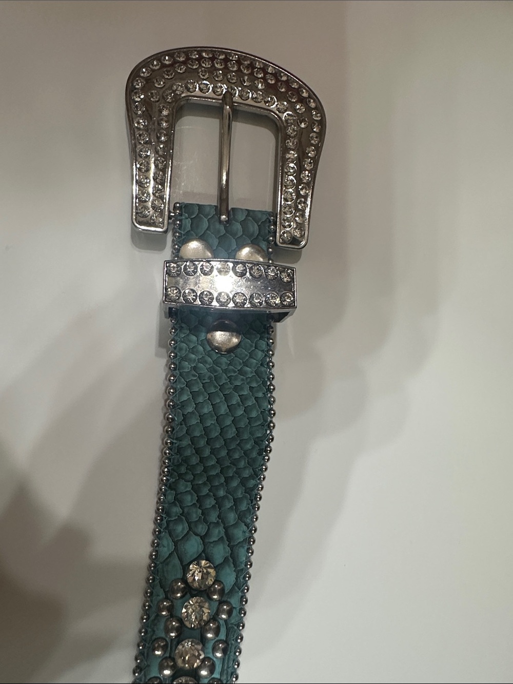 Buckle Teal Crystal-Studded Women's Belt